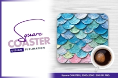 Colorful mermaid scale pattern digital square coaster png Product Image 1