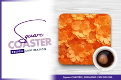 Orange floral background square coaster png Product Image 1