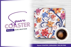 Elegant floral seamless pattern square coaster png Product Image 1