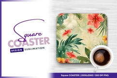 Tropical floral pattern with palm and square coaster png Product Image 1