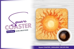 Abstract sun illustration square coaster png Product Image 1