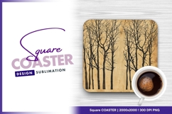 Silhouette trees on textured beige background square coaster Product Image 1
