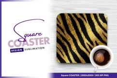 Gold tiger stripes pattern square coaster png Product Image 1