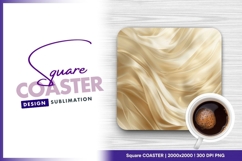 Abstract flowing golden silk square coaster png Product Image 1