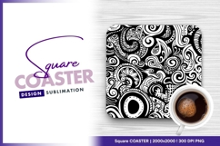 Black and white abstract swirls seamless square coaster png Product Image 1