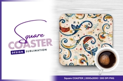 Floral decorative seamless pattern design square coaster Product Image 1