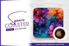 Abstract floral design square coaster png Product Image 1