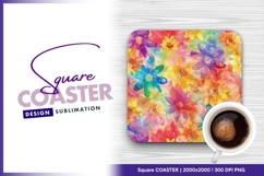 Vibrant watercolor floral seamless pattern square coaster Product Image 1