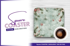 Elegant christmas watercolor seamless pattern square coaster Product Image 1