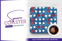 Patriotic red white and blue stars pattern square coaster Product Image 1