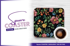 Colorful floral embroidery seamless pattern square coaster Product Image 1
