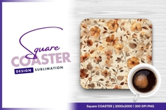 Floral watercolor pattern in earthy autumnal square coaster Product Image 1