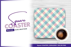Pastel gingham check seamless pattern square coaster png Product Image 1