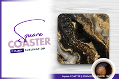 Black and gold abstract marble effect Square Coaster Product Image 1