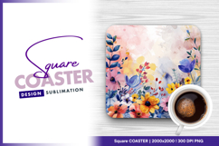 Watercolor floral square coaster png image Product Image 1