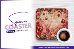 Christmas ornaments and berries festive Square Coaster Product Image 1