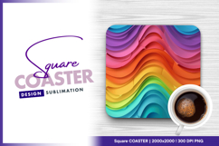 Rainbow wave abstract colorful layers pattern Square Coaster Product Image 1