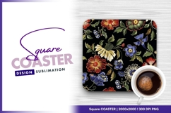 Intricate floral embroidery seamless pattern square coaster Product Image 1