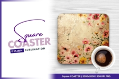 Floral design on a cracked vintage backdrop square coaster Product Image 1