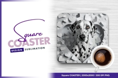 Dalmatian dog in heart surrounded by hearts square coaster Product Image 1