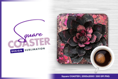 Dark floral texture square coaster png Product Image 1