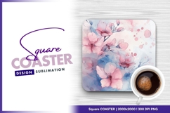 Watercolor floral design background for square coaster png Product Image 1