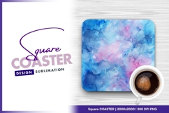 Blue and pink abstract watercolor texture square coaster png Product Image 1