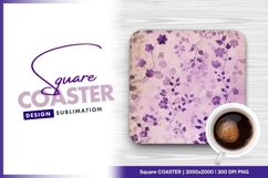 Purple floral grunge pattern square coaster png Product Image 1