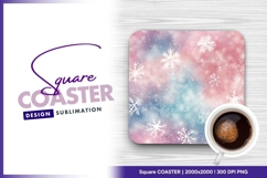 Watercolor winter background with snowflakes square coaster Product Image 1