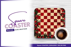 Red and white christmas square coaster png Product Image 1