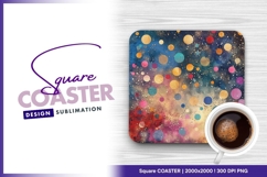 Colorful circles square coaster png abstract design Product Image 1