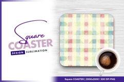Pastel plaid square coaster png Product Image 1