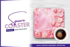 Pink heart candies square coaster png Product Image 1