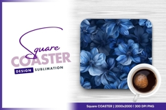 Seamless blue floral pattern for square coaster png Product Image 1