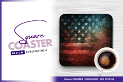 Distressed american flag texture square coaster png Product Image 1
