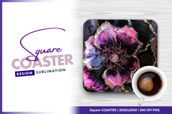 Abstract flower art square coaster png Product Image 1