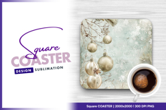 Elegant christmas ornaments festive holiday square coaster Product Image 1