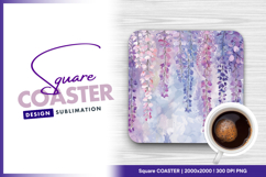 Wisteria flowers watercolor painting for square coaster png Product Image 1