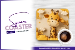Cute giraffe square coaster design png Product Image 1