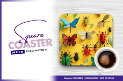 Insect theme square coaster design png Product Image 1