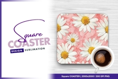 Daisy pattern square coaster with coffee square coaster png Product Image 1