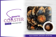 Abstract flower art dark gold square coaster Product Image 1