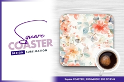 Floral square coaster design png sublimation Product Image 1