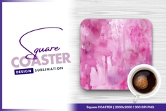 Pink watercolor coaster design square coaster png Product Image 1