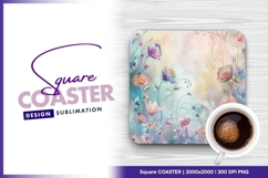 Floral square coaster design Product Image 1
