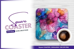 Floral square coaster sublimation png design Product Image 1