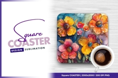 Floral design square coaster mockup png Product Image 1