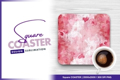 Watercolor heart square coaster design Product Image 1