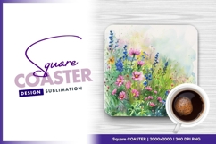 Watercolor floral square coaster png design Product Image 1