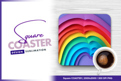 Rainbow heart layers square coaster png design Product Image 1